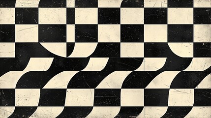 Fototapeta premium Black and white geometric shapes arranged in a grid pattern creating a dynamic visual effect