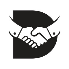 Initial Letter D Agreement Logo Concept With Handshake Icon Vector Template