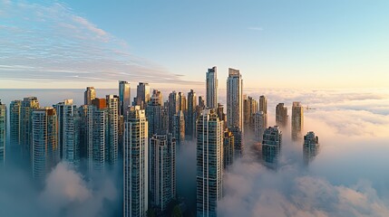 Polluted cityscape under a smog-filled sky, highlighting the need for clean air initiatives to combat environmental pollution. 