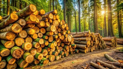 A Stack of Cut Logs in the Forest, a Testament to the Cycle of Nature and the Importance of Sustainable Forestry