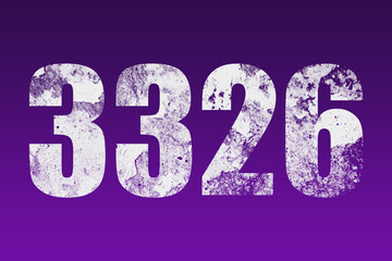 flat white grunge number of 3326 on purple background.