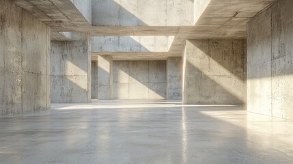 Light grey parallel lines create a modern architectural space with natural light