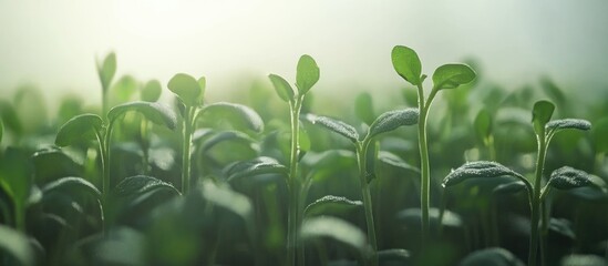Germinated alfalfa sprouts in a lush green field representing nutrition and healthy diet benefits for wellness and organic living