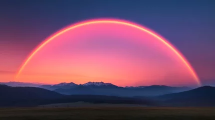 Gardinen Pink Rainbow over Mountains at Sunset  © KN Studio