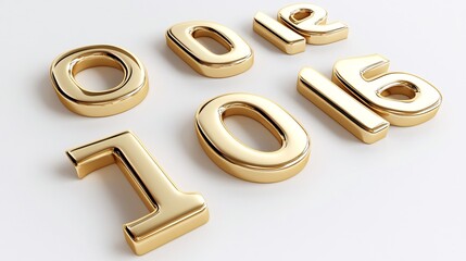 96.A set of shiny 3D-rendered golden percent symbols, isolated on a crisp white background. The symbols are rendered with realistic metallic textures and soft shadows, emphasizing their glossy,