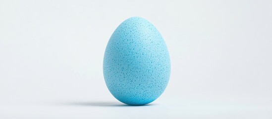 Blue Easter egg with speckles displayed prominently against a clean white background for festive celebrations and spring themes