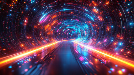 Obraz premium dynamic colorful background showcasing a sense of chaos and hyperspeed motion featuring a blend of swirling energy patterns and radiant light streaks evoking futuristic and energetic themes