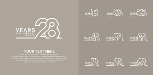 Anniversary logo set vector design, white color for celebration event