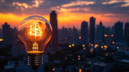 glowing lightbulb on a table against a softly blurred background symbolizes innovation creativity bright ideas and inspiration representing moments of clarity and potential for problem-solving