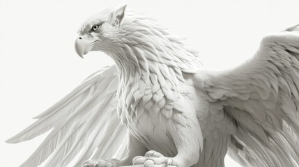 Fototapeta premium A Detailed Close-Up of a White Feathered Eagle's Head and Wing