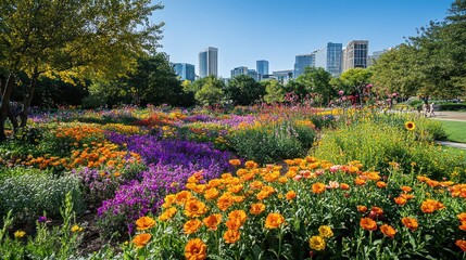 Obraz premium Vibrant City Park Flowers
