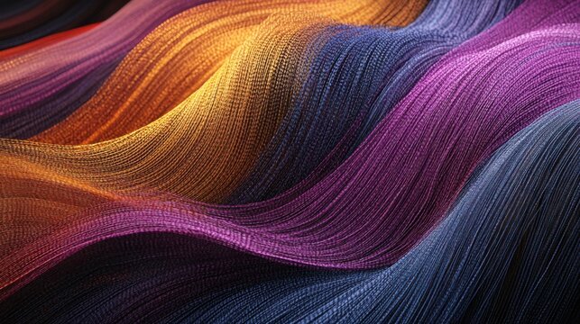 An inspiring scene of abstract, multi-colored threads intertwining to create a cohesive, radiant tapestry on a smooth surface
