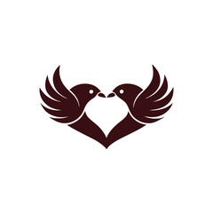 a graphic design of two black birds in the shape of a heart.