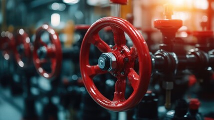 Industrial fire sprinkler system installation with detailed pipe assembly and red valve controls for effective fire protection solutions.