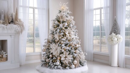 Elegant Christmas Tree in Bright Living Room