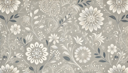 シンプルでエレガントな白い花柄のシームレスデザイン

