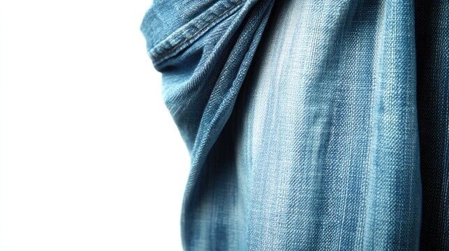 Trendy blue denim jeans isolated on white showcasing a stylish back view ideal for summer and autumn fashion promotions