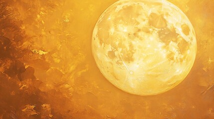 Bright yellow moon illuminates the canvas with vibrant hues in a stunning oil painting