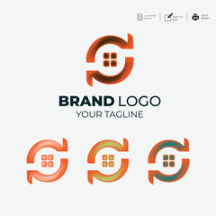 Set of Colorful company logo collection design ideas vector