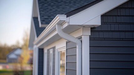 Soffit and Fascia Installation on Modern Home Highlighting Roof Overhangs and Eaves with Gutter System