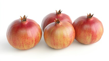 Fresh Pomegranates Group Isolated on White Background with Vibrant Colors and Detailed Texture Displaying Their Natural Beauty
