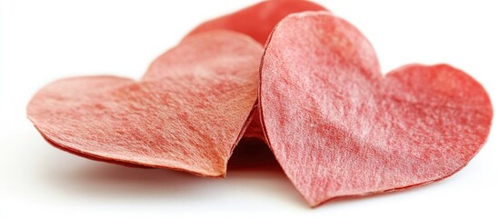 Red heart-shaped paper cutouts on a white backdrop creating a romantic and whimsical atmosphere perfect for Valentine's Day or love themes.
