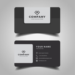 Black and white business card with a sleek and minimalist design.