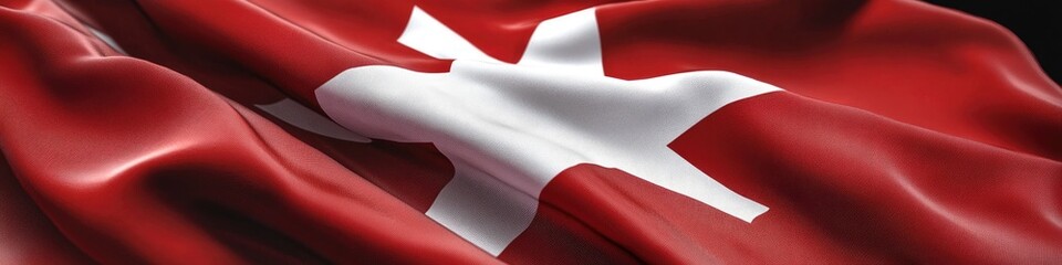 Obraz premium Red flag with white star design.