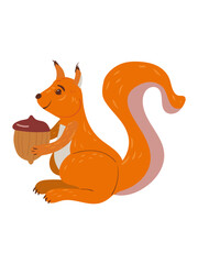 Squirrel with acorn cartoon style character icon