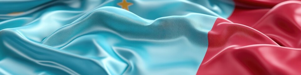 Waving turquoise and red fabric.