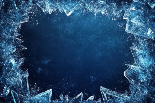 Shattered ice frame abstract background graphic design cool colors high contrast