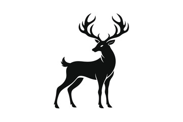 Deer on white background silhouette logo A.eps
