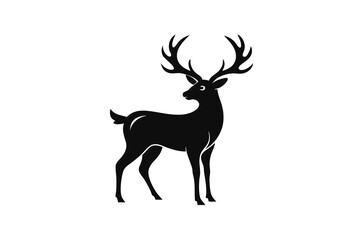 Deer on white background silhouette logo I.eps