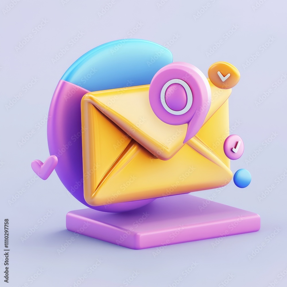 Poster 3d vector electronic mail with one massage, new message concept. eps 10 vector