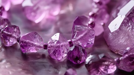 Fototapeta premium Handcrafted amethyst crystal necklace showcasing exquisite gemstone details for online jewelry promotion