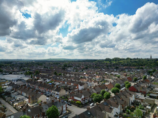 High Angle View of Historical Swindon City of Southwest England United Kingdom. Aerial Footage Was Captured With Drone's Camera During Sunset Time on May 27th, 2024 from Medium High Altitude.