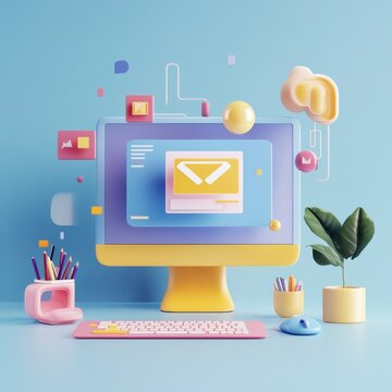 Website programming and coding. Web development and coding. 3D Vector Illustrations.