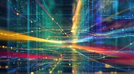 Fototapeta premium Futuristic Data Points and Holographic Network Representing Global Economies
