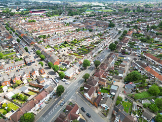 High Angle View of Historical Swindon City of Southwest England United Kingdom. Aerial Footage Was Captured With Drone's Camera During Sunset Time on May 27th, 2024 from Medium High Altitude.