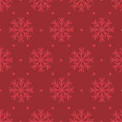 Seamless vector Christmas pattern with snowflakes on a red background