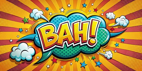 Fototapeta premium Dynamic Comic Speech Bubble Design Featuring Exciting 'Bah' Expression for Engaging Visuals in Creative Projects and Social Media Content