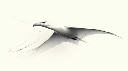 Obraz premium Monochrome illustration of a bird in flight, minimalist style, with subtle texture and motion blur.