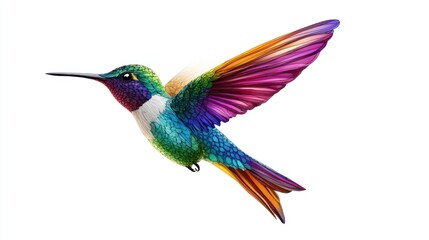 Fototapeta premium Vibrant Hummingbird with Colorful Feathers in Flight