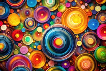 Fototapeta premium Dynamic Multicolored Circle Pattern in Abstract Style for Creative Backgrounds and Vibrant Designs