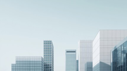 Fototapeta premium Diverse architectural styles blending in a modern cityscape, symbolizing cultural diversity and urban harmony, minimalistic photography style