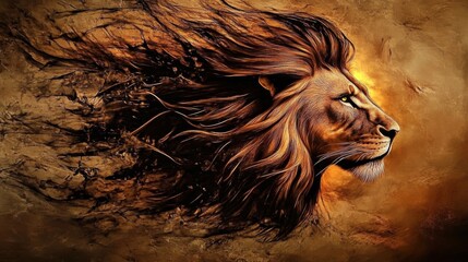 Naklejka premium Digital art piece that appears to be portrait majestic lion of judah