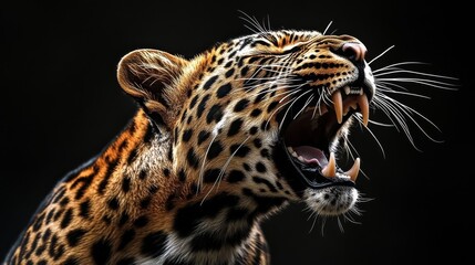 Obraz premium Close-up leopard head neck facing towards closeup of mouth