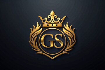 Elegant Golden Crown Logo Design with GS Initials Emphasizing Luxury and Prestige in a Rule of Thirds Composition for Branding and Marketing Purposes