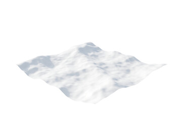 A flat isometric tile of snow isolated on black background. A square field of snow. 3D Snow tile design element.