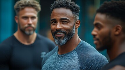 Personal trainer assisting clients with weight training, creating a motivating atmosphere